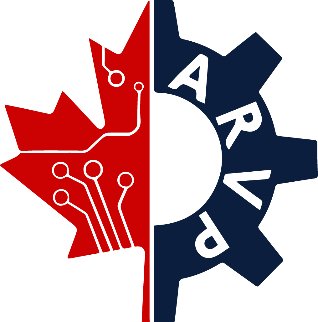 A nanofabrication logo with a gear and a Canadian maple leaf.